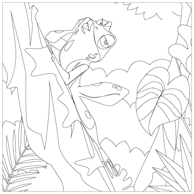 Frog Coloring Pages for Kids printable Premium Vector