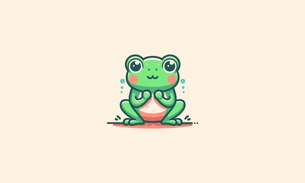 frog cute green vector illustration flat design