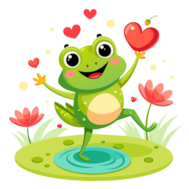 frog dancing vector illustration