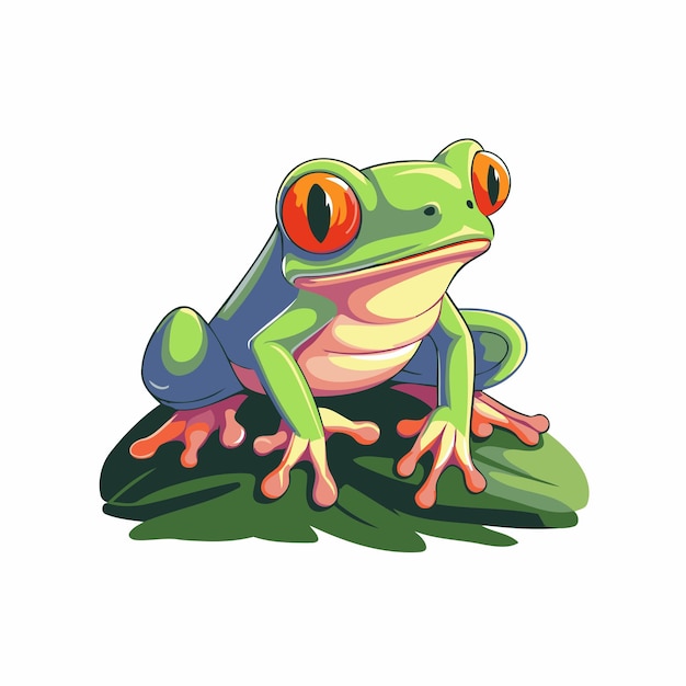 Frog on a leaf cartoon vector Illustration on a white background