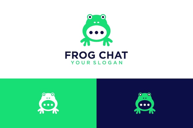 frog logo design with chat and message