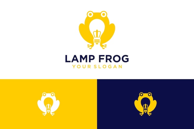 frog logo design with lamp or idea