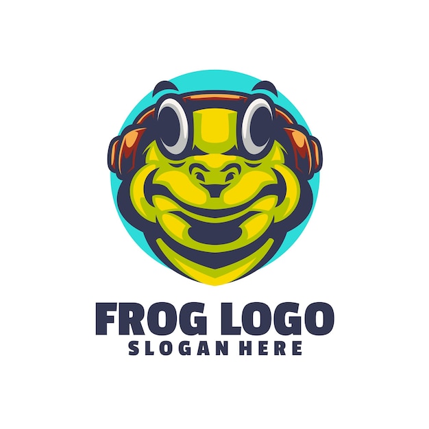 Frog logo wearing headphones Gives an energetic