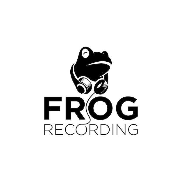 frog logo wearing headphones vector illustration