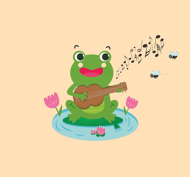 frog music kawaii cute animals character cartoon