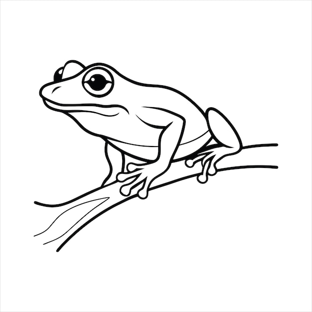 Frog Perching Line art