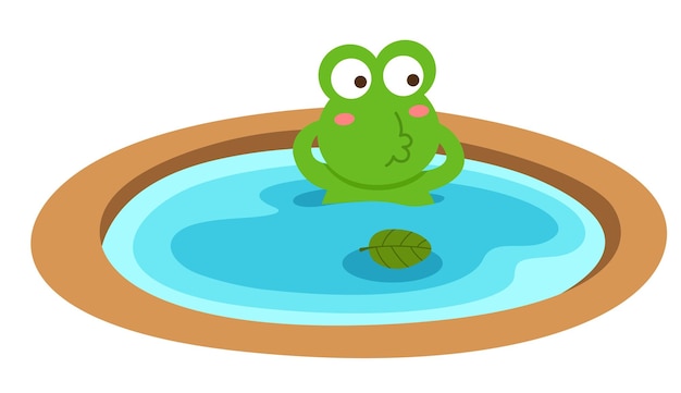 Frog in the pond vector illustration