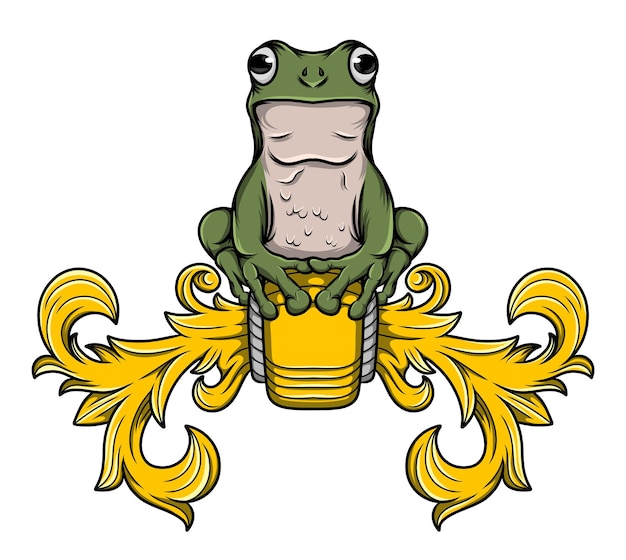 Frog tattoo in vintage baroque style of illustration