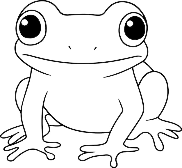 Frog vector illustration Black and white Frog coloring book or page for children