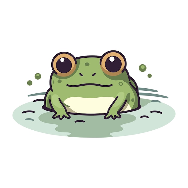 Vector frog in water cute cartoon character vector illustration