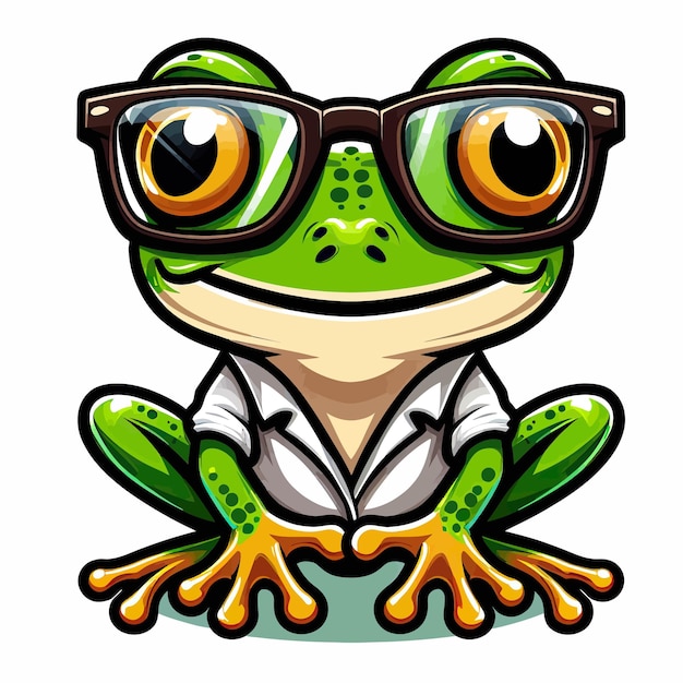 Vector frog wearing glass cartoon