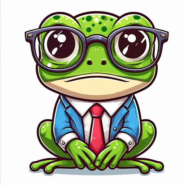 Vector frog wearing glass cartoon