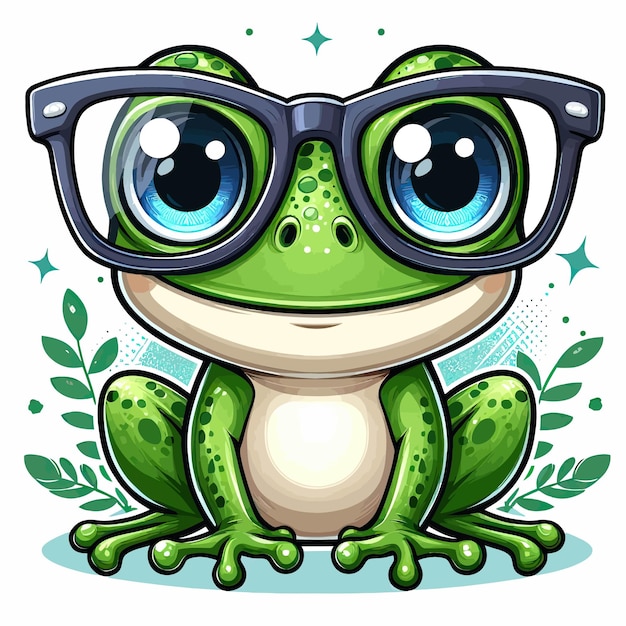 Vector frog wearing glass cartoon