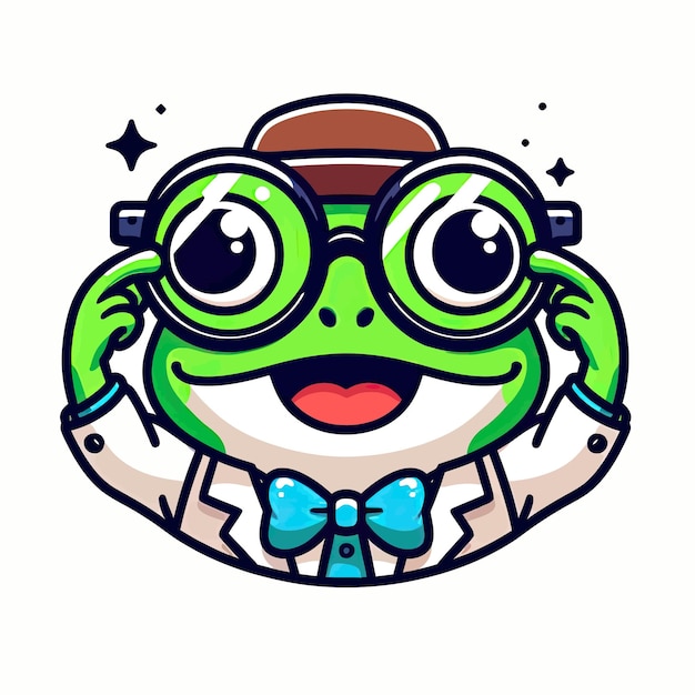 Vector frog wearing glass cartoon