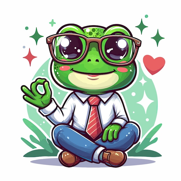 frog wearing glass cartoon