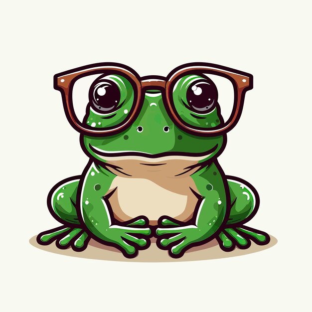 Vector frog wearing glass cartoon