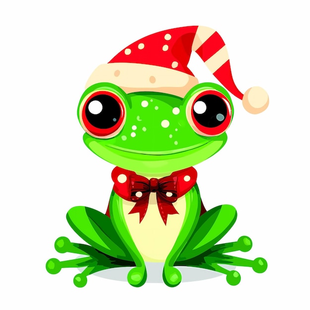 a frog wearing a santa hat with a santa hat on it