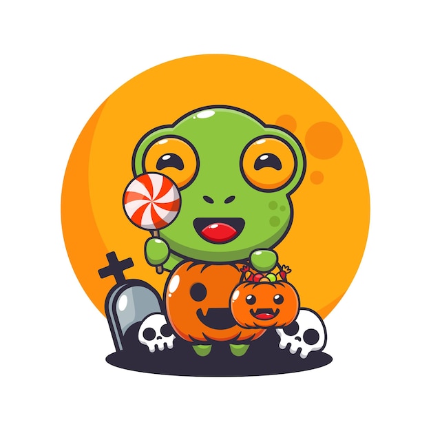 frog with halloween pumpkin costume