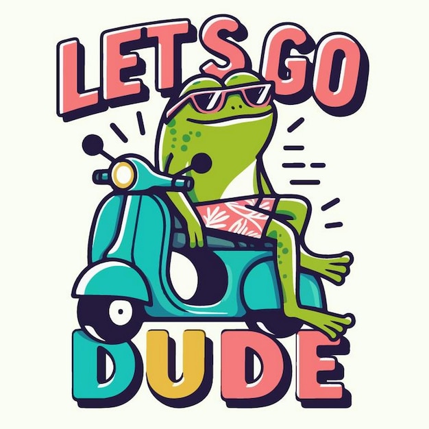 Vector a frog with a shirt that says let go go