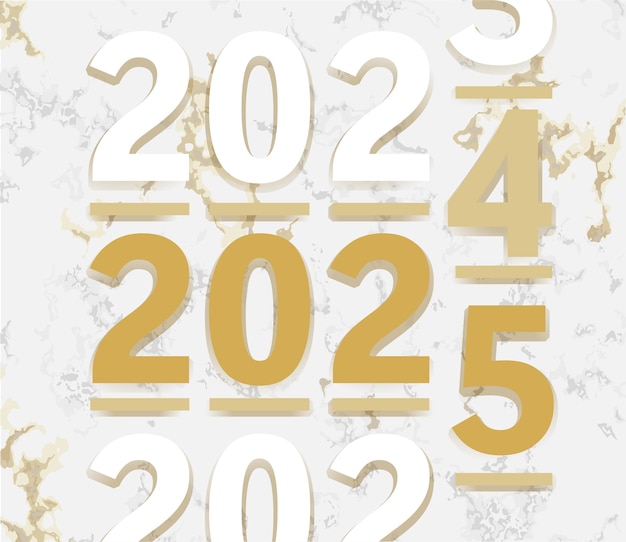 From 2024 to 2025 written on white and gold marble background