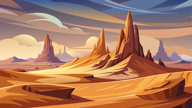 From the top of the desert plateau you can see the entire expanse of the harsh land below Towering sand dunes twisted rock formations and a shimmering salt flat create a surreal