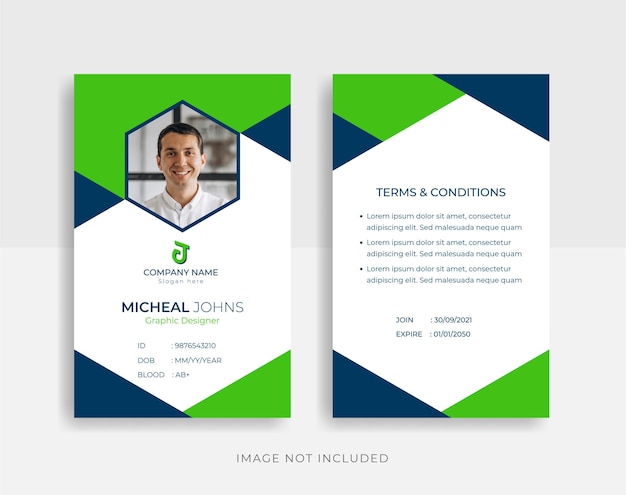 Front and back abstract id cards template