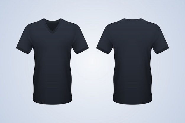 Front and Back Black V-Neck T-shirt