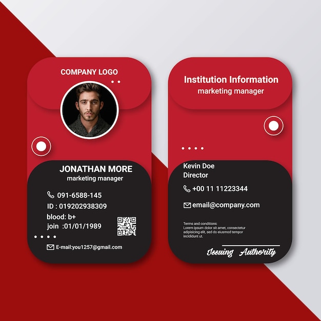 front and back id card design template