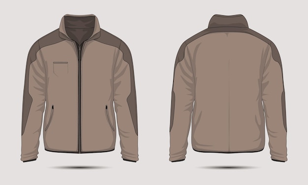 Front and back long sleeve military jacket mockup