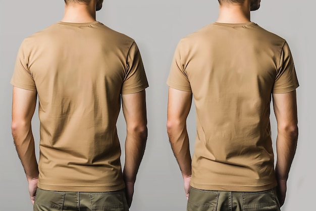 Vector front and back template of young man standing with hands in pockets wearing blank tshirt