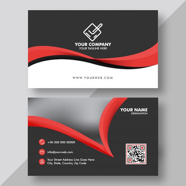 Front and back view of Black and Red Business card 