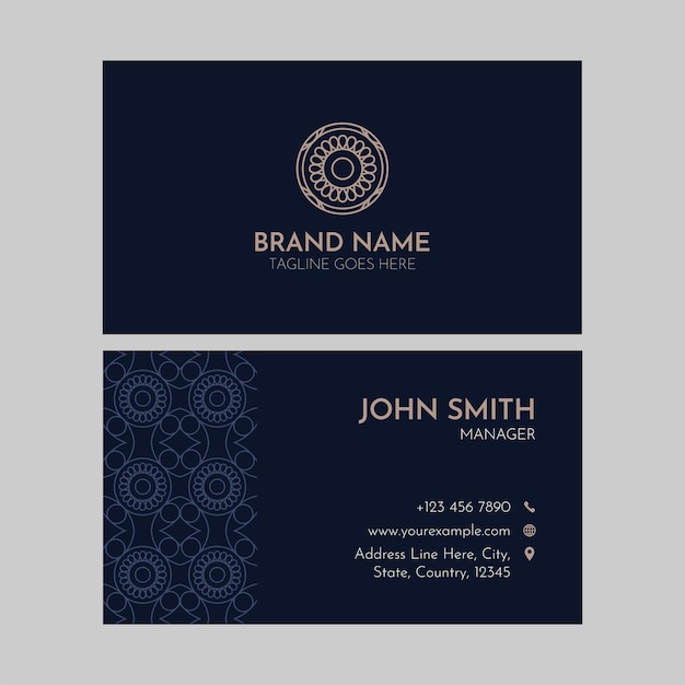 Front And Back View Of Professional Business Card In Blue Color.