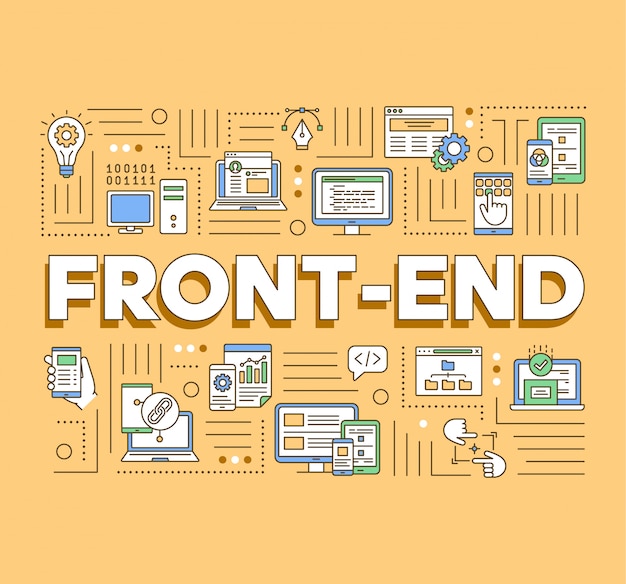 Front-end word concepts banner. Web applications programming