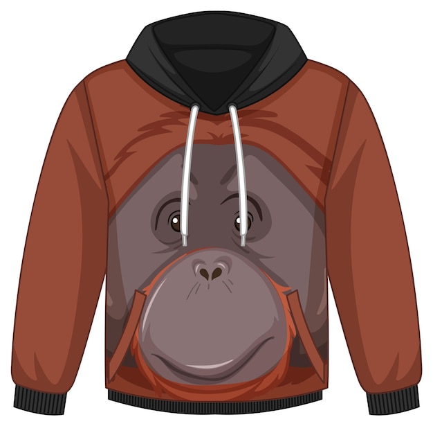 Front of hoodie sweater with orangutan pattern