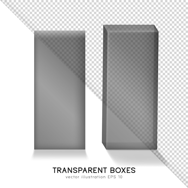 Front and perspective view of black rectangular cosmetic or medical or another product boxes mockup