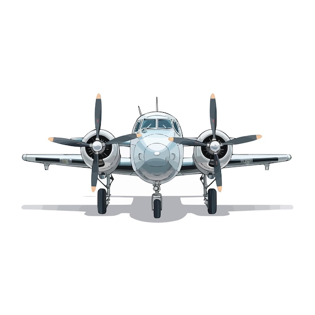 Vector front view of airplane isolated on white background vector illustration