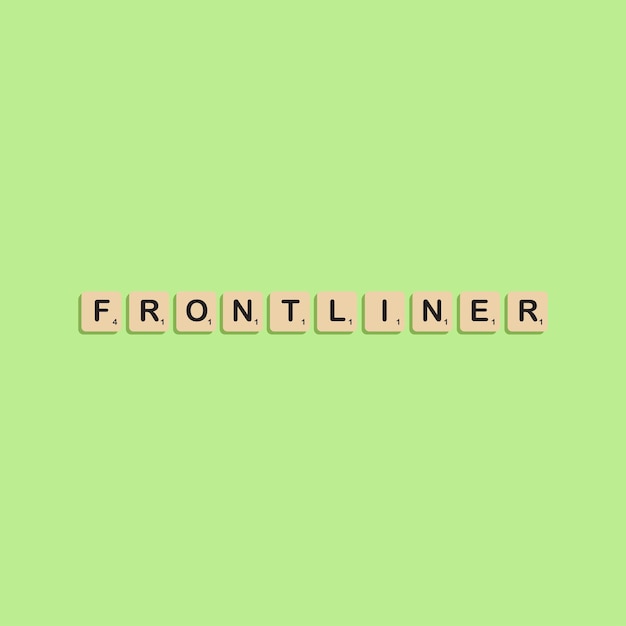 Frontliner typographic lettering in scrabbles block alphabet concept