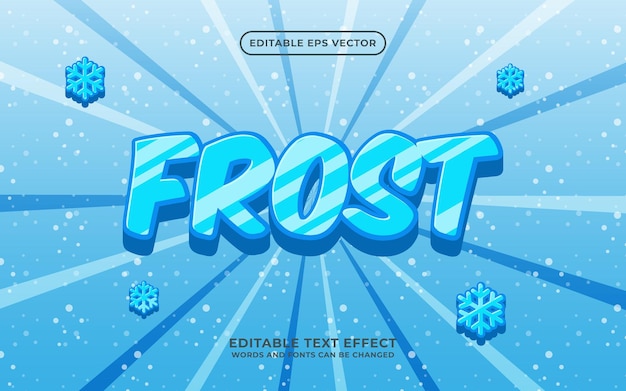 Frost Winter Seasons 3D Bold Editable Vector Text Effect Template Style.