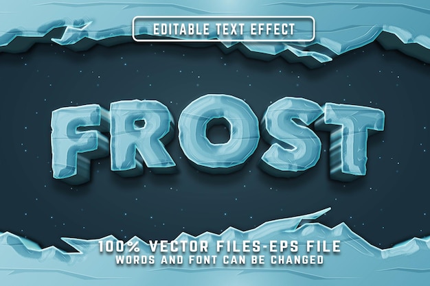 Vector frost world 3d editable text effect premium vectors