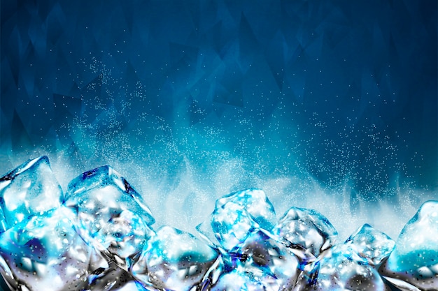 Vector frosty ice cubes background in blue tone