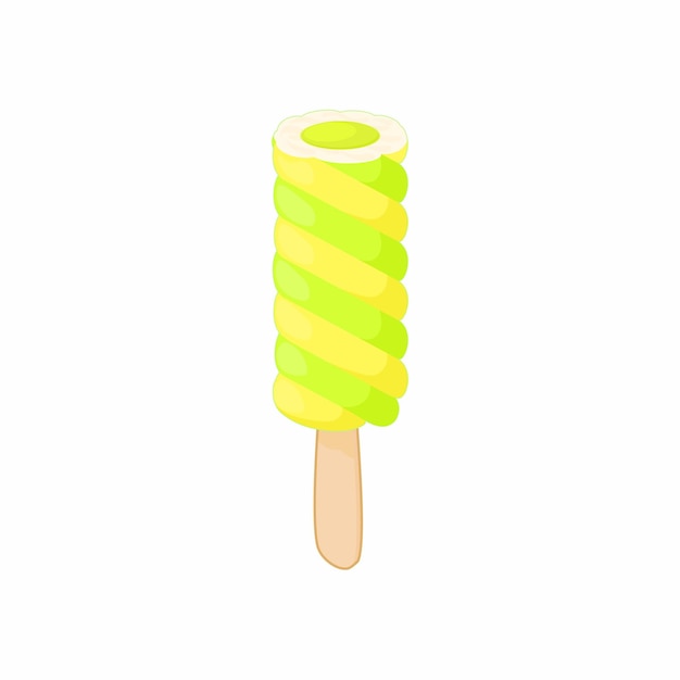 Frosty lemon and lime fruit popsicle icon in cartoon style on a white background