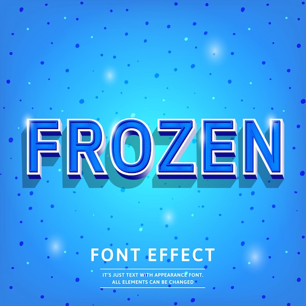 Frozen Blue 3d Text effect Vintage Stylish in cold colours