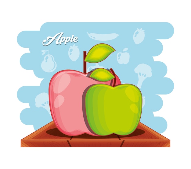 fruit apple healthy food vector illustration design