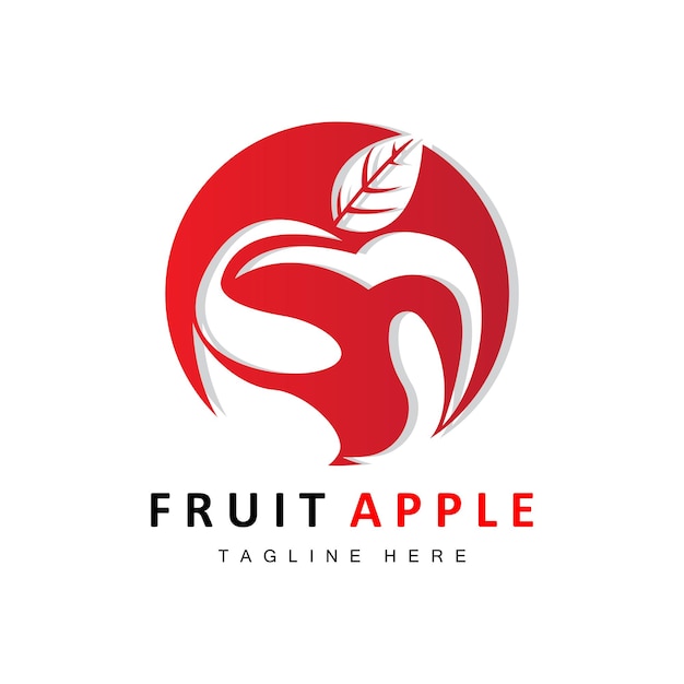 Fruit Apple Logo Design Red Fruit Vector With Abstract Style Product Brand Label Illustration