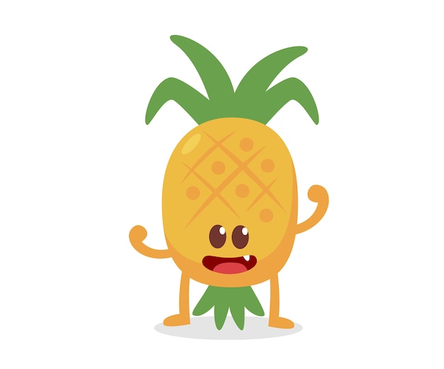 Fruit character in vector flat design. Pineapple.