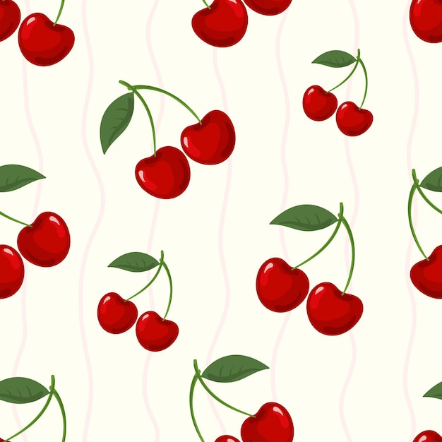 Fruit cherry vector seamless pattern