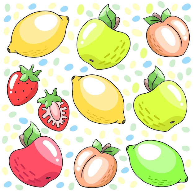 Fruit Collection vector design elements isolated on a white background hand drawn