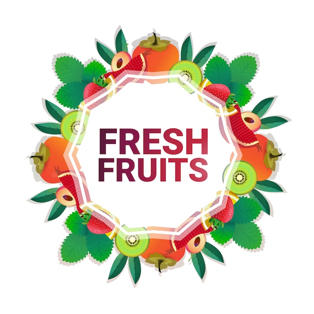 fruit colorful circle copy space organic over white pattern background, healthy lifestyle or diet concept