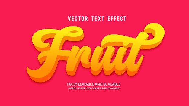 Fruit Editable Text Effect Vector Template With Cute Background 3d Style