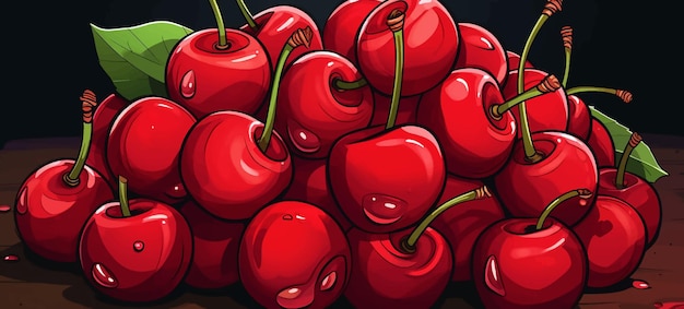 fruit food red cherries nature ripe fresh healthy sweet organic berries juicy summer leaf macr